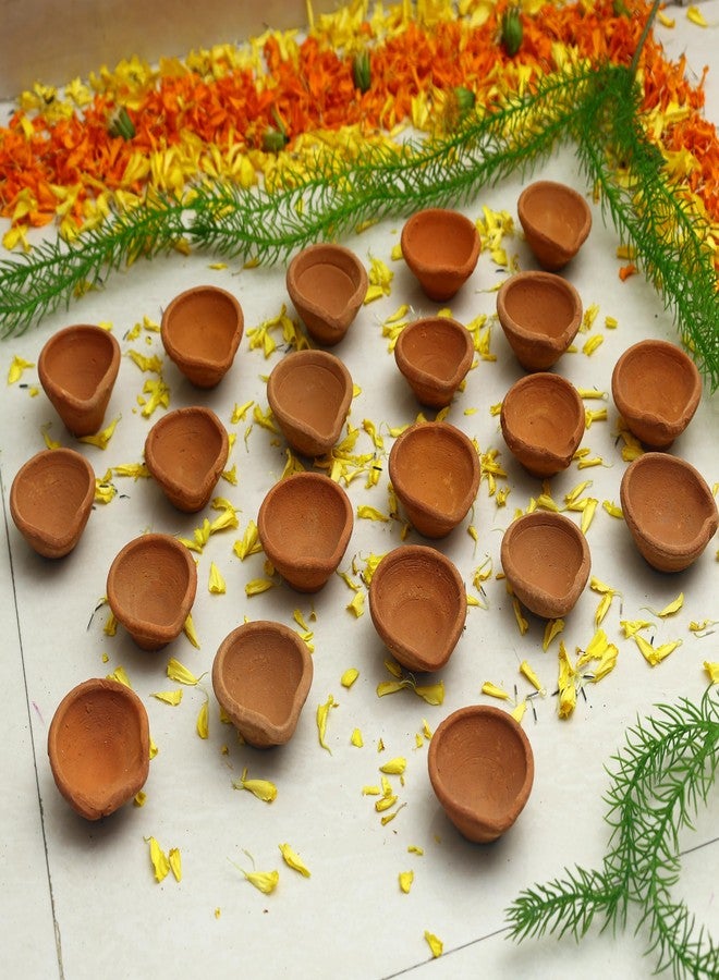 TrendBell Handmade Terracotta Set of 21 Clay Diya for Diwali/Navratri Decorations Oil Lamp Tea Light Holder | Indian Festival Diyas for Pooja & Diwali Decorations | TRBD12M-016 - Image 4
